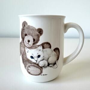 Otagiri Japan Vintage Teddy Bear and Kitten Mug